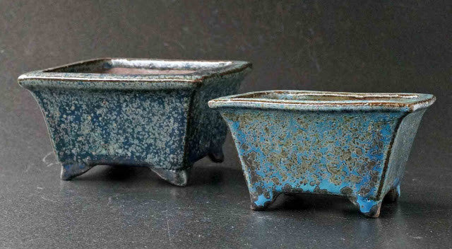 5 Tokoname bonsai pots with fantastic patterns on the glaze