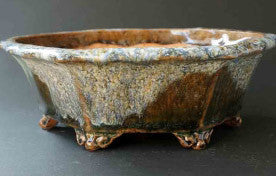 Running White Glaze! Octagonal Bonsai Pot