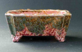 Pink & Green Tokoname Shuuhou Rectangle Bonsai Pot