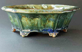 Blue & Green! Octagonal Bonsai Pot