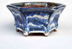 White Wave! Blue Hexagonal Bonsai Pot