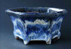 White Wave! Blue Hexagonal Bonsai Pot
