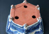 White Wave! Blue Hexagonal Bonsai Pot